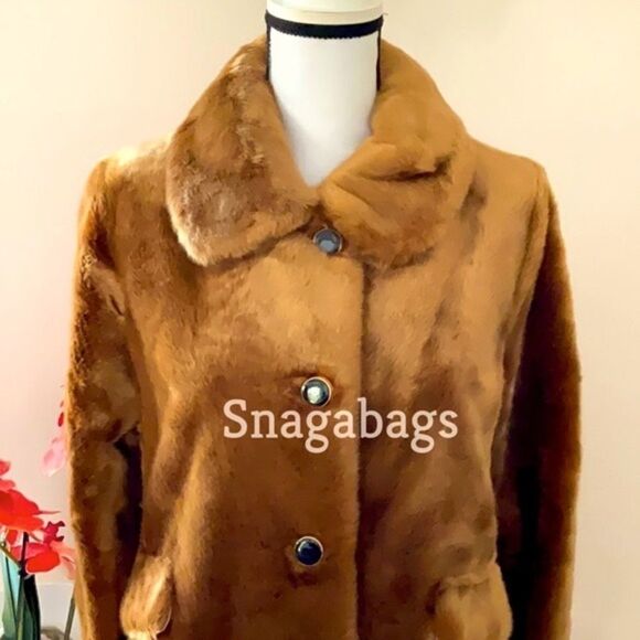 KATE SPADE NWT WARM GINDER BREAD SHORT FAUX  FUR COAT JACKET Small - Picture 2 of 12